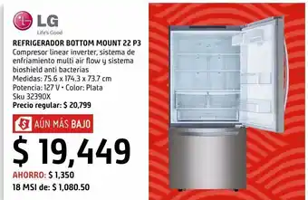 Refrigerador bottom mount acero inoxidableidable 22 pies