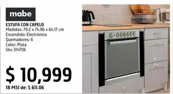 Sodimac Homecenter Estufa con capelo mabe oferta