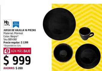 Sodimac Homecenter Juego de vajilla 16 piezas mármol negro oferta