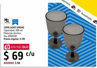 Sodimac Homecenter Copa acrílico 399 mililitros light smoke oferta