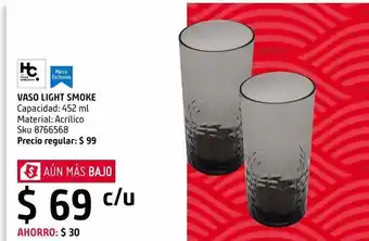 Vaso acrílico 452 mililitros light smoke