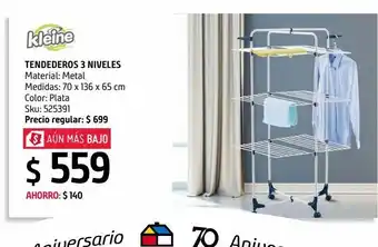 Sodimac Homecenter Tendedero 3 niveles 70x65x135 cm oferta