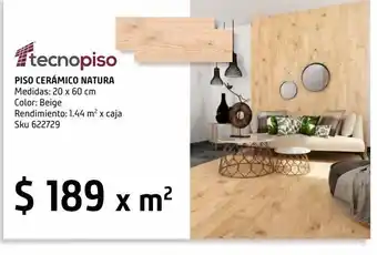 Sodimac Homecenter Piso natura beige 20x60 rend 1.44 oferta