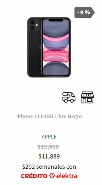 Elektra iPhone 11 64GB Libre Negro oferta