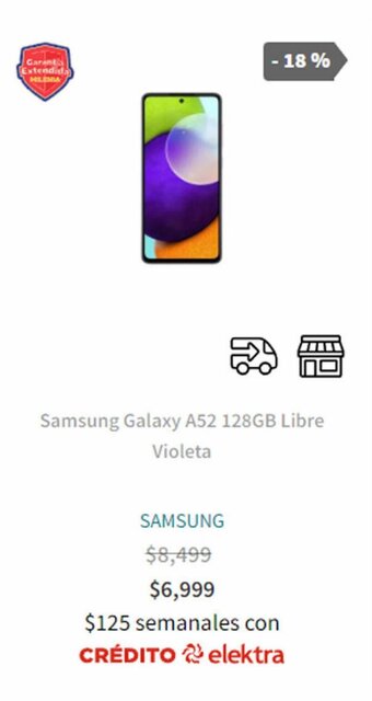 Elektra Samsung Galaxy A52 128GB Libre Violeta oferta