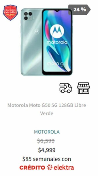 Elektra Motorola Moto G50 5G 128GB Libre Verde oferta