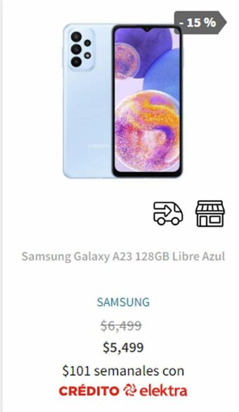 Elektra Samsung Galaxy A23 128GB Libre Azul oferta