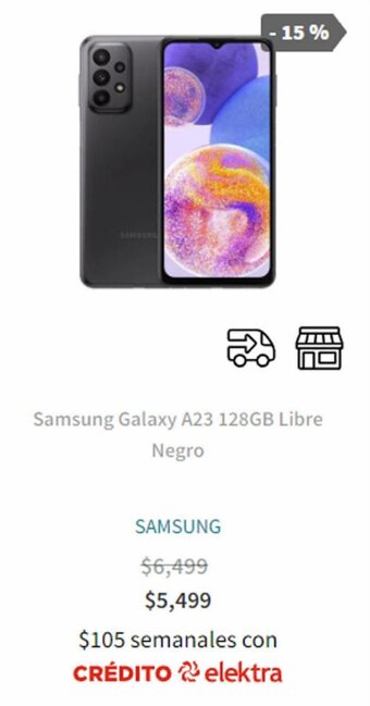 Elektra Samsung Galaxy A23 128GB Libre Negro oferta