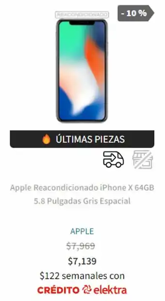 Elektra iPhone X 64GB Gris Espacial oferta
