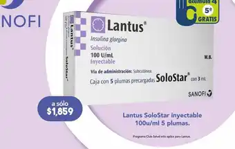 Lantus solostar con plumas 5 piezas jeringa insulina glargina 3.64 mg