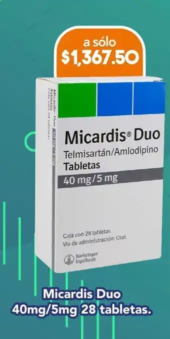 Farmacia San Pablo Micardis duo 28 tabletas telmisartán 40 mg amlodipino 5 mg oferta