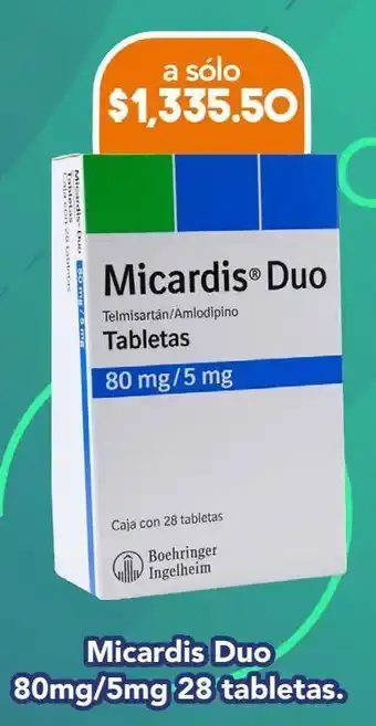 Farmacia San Pablo Micardis duo 28 tableta telmisartán 80 mg amlodipino 5 mg oferta