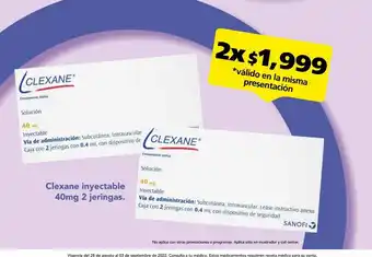 Farmacia San Pablo Clexane inyectable 40mg 2 jeringas oferta