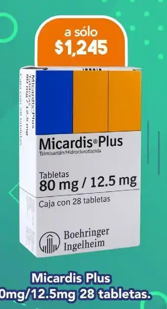 Micardis plus 28 tableta caja telmisartán 80 mg hidroclorotiazida 12.5 mg