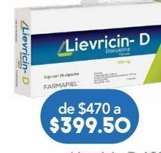 Farmacia San Pablo Lievricin - d 28 cápsulas caja doxiciclina monohidratada 100.0 mg oferta