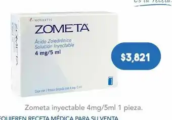 Farmacia San Pablo Zometa inyección 1 solución frasco ámpula ácido zoledrónico 4 mg oferta