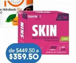 Farmacia San Pablo Biomiral sport skin lemon minerales y péptidos de colágeno + ácido hialurónico 30 piezas oferta