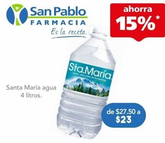 Farmacia San Pablo Sta. maría agua pura de manantial 4 l oferta