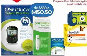 Farmacia San Pablo One touch select plus flex glucómetro + lancetador + tiras reactivas 3 piezas oferta