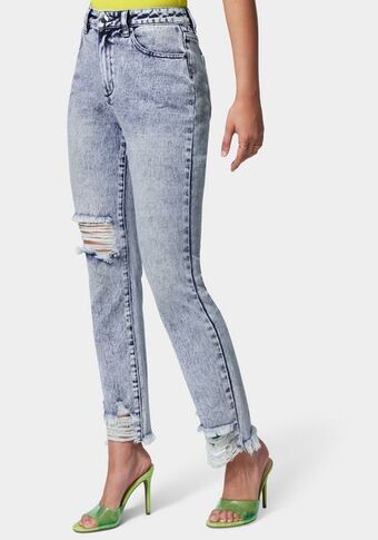 Bebe High waist distressed straight leg jeans oferta