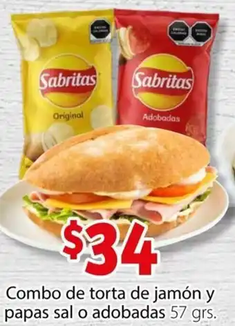 Combo de Torta de Jamón y Papas Sal o Adobadas 57g