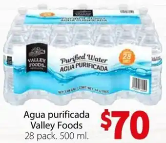 Soriana Mercado Agua Purificada Valley Foods 28 Pack 500ml oferta