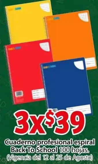 Soriana Mercado Cuaderno Profesional Espral Back to School 100 Hojas oferta