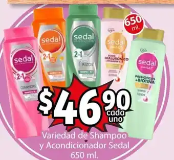 Soriana Mercado Variedad de Shampoo y Acondicionador Sedal 650ml oferta