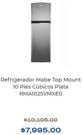 Refrigerador Mabe Top Mount 10 Pies Cúbicos Plata