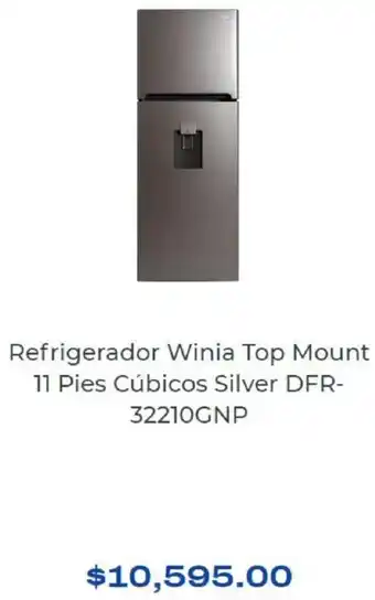 Chedraui Refrigerador Winia Top Mount 11 Pies Cúbicos Silver oferta
