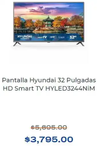 Pantalla Hyundai 32 Pulgadas HD Smart TV