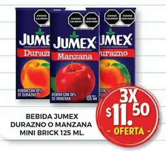 Bebida Jumex Durazno o Manzana Mini Brick 3 x 125ml