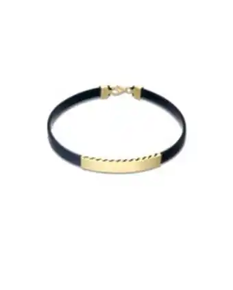 Pulsera de oro amarillo 14k con caucho para caballero