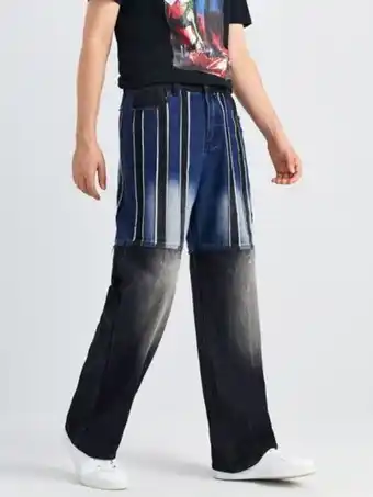 SHEIN Shein hombres jeans rectos de color combinado de talle alto oferta
