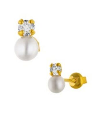 Joyerías Bizzarro Broquel con perla oro amarillo 14k con 8pts de brillante oferta