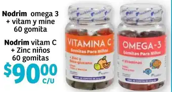 Nodrim Omega 3 _ Vitam y Mine 60 gomita o Nodrim Vitam C + Zinc Niños 60 gomitas
