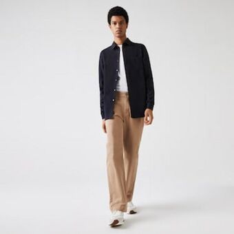 Lacoste Camisa para hombre regular fit en popelina de algodón oferta
