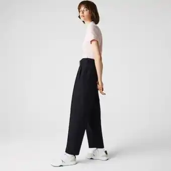 Lacoste Pantalones de algodón con cinturón de cintura alta para mujer oferta