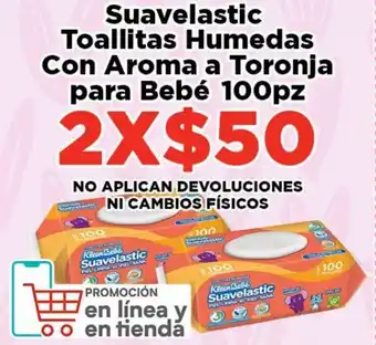 Suavelastic Toallitas Humedas con Aroma a Toronja para Bebé 2 x 100pz