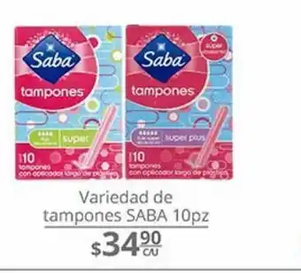 Variedad de tampones saba 10 pz