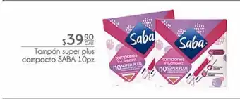Tampón super plus compacto saba 10pz