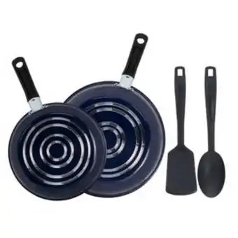 4 pack de cocina 18/20 cm + utensilios ekco grant color azul con antiadherente duraflon®