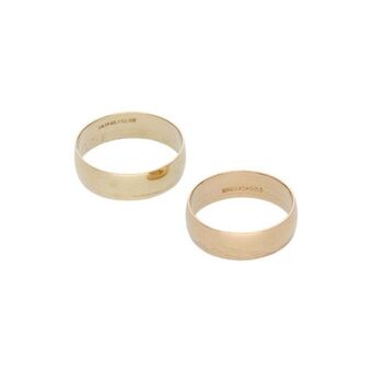 Nacional Monte de Piedad Dos argollas lisas en oro amarillo 14 kilates. oferta