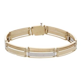 Nacional Monte de Piedad Pulsera eslabón articulado en oro dos tonos 14 kilates. oferta