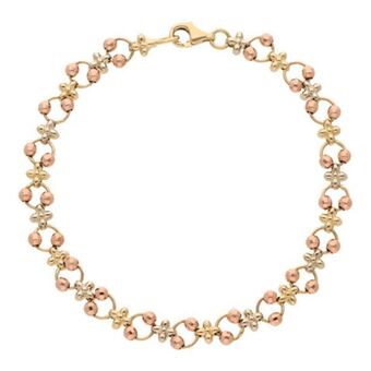 Nacional Monte de Piedad Pulsera eslabón articulado combinado en oro tres tonos 14 kilates. oferta