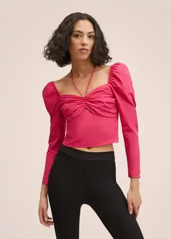 Blusa crop manga abullonada