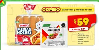 Bodega Aurrerá Salchichas aurrera 833g + bimbo 8 pzas oferta