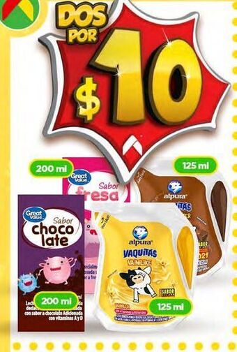 Bodega Aurrerá Leche chocolatada great value 200ml oferta