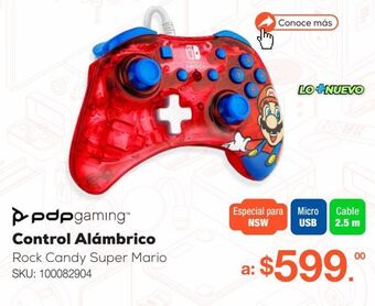 RadioShack Control alámbrico pdp rock candy super mario / nintendo switch / rojo oferta