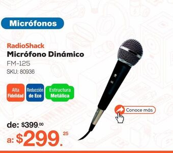 Micrófono dinámico radioshack fm-125 / negro